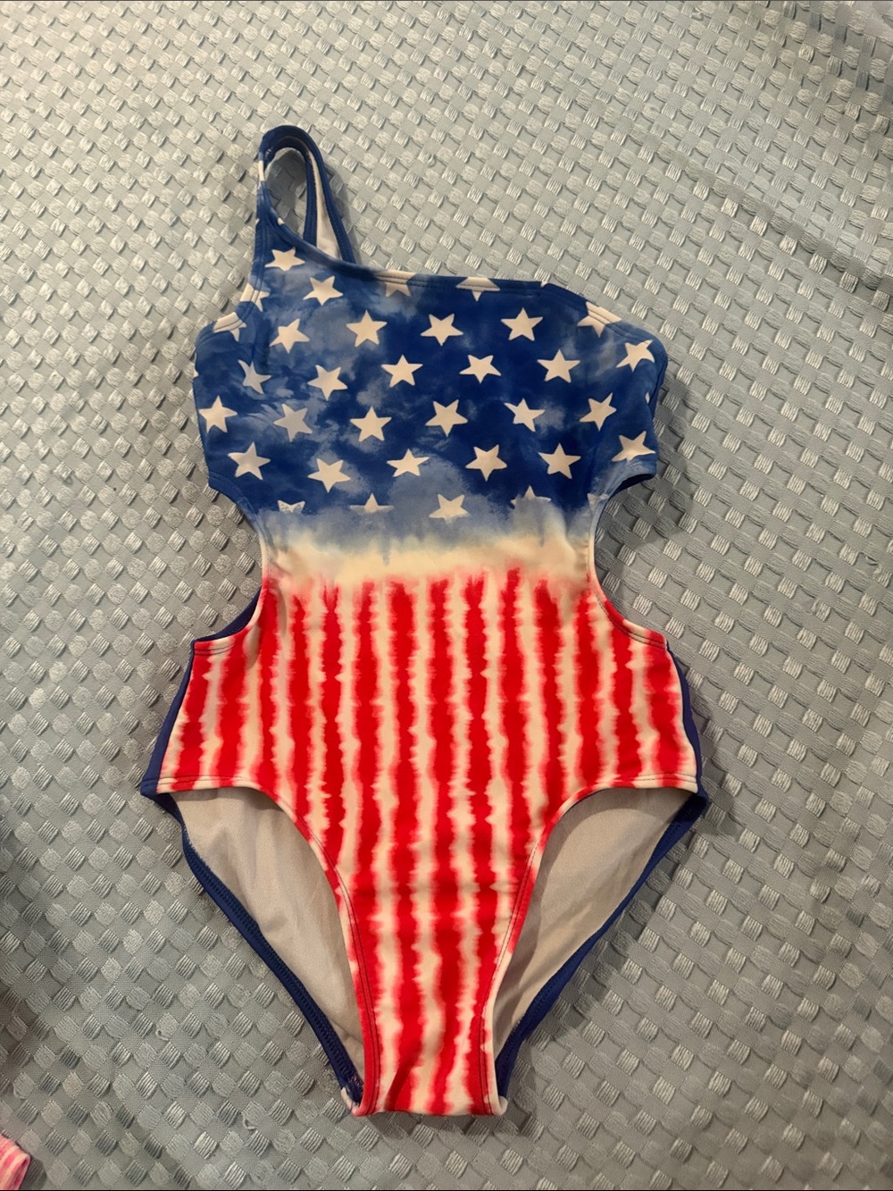 art class Red, White & Blue Star One-Shoulder Kids One-Piece Swimsuit